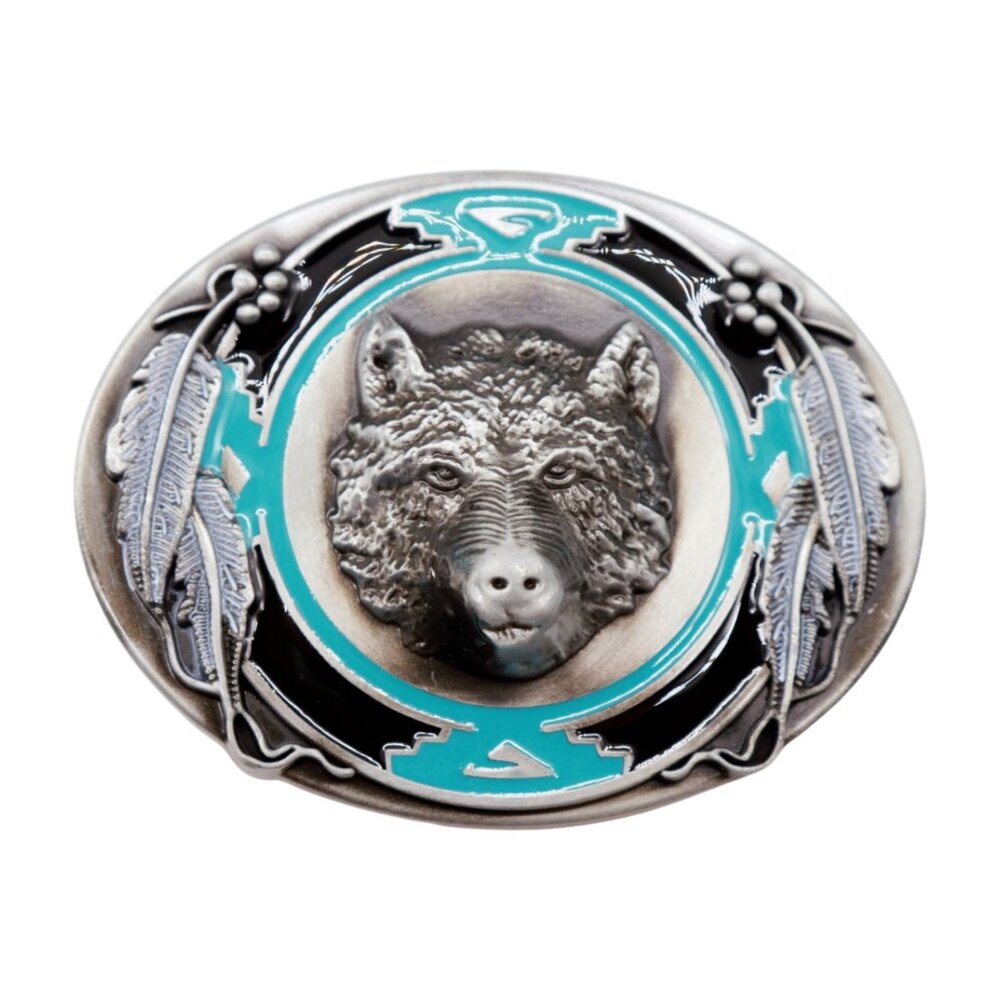 New Men Western Belt Buckle Silver Metal Bear Hunter Western Cowboy Country Side